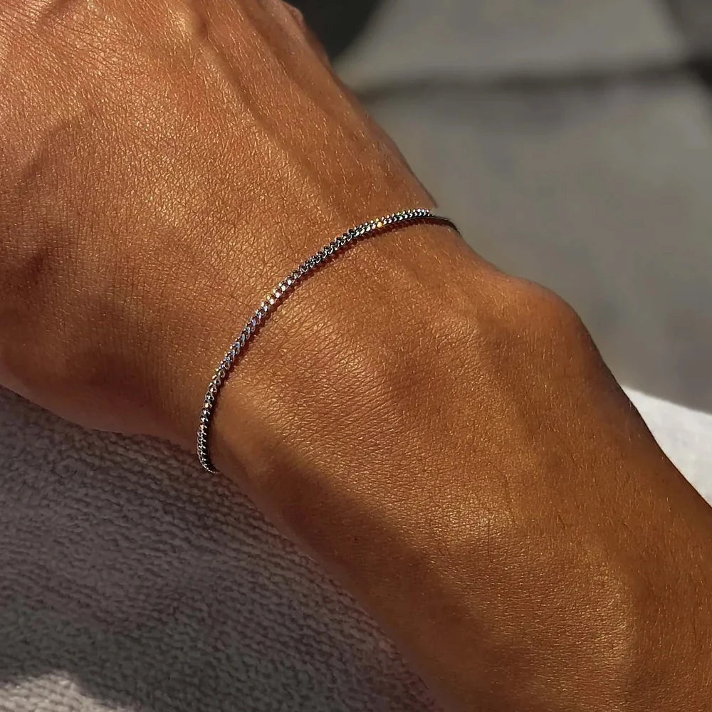 SLIMLINE CUBAN BRACELET 1.8MM (18K WHITE GOLD) - SAPIENT