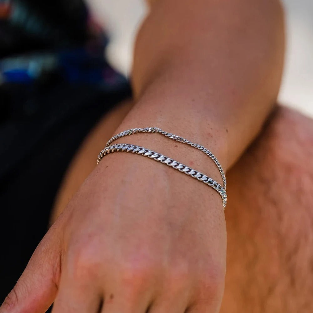 SLIMLINE CUBAN BRACELET 1.8MM - 18K WHITE GOLD