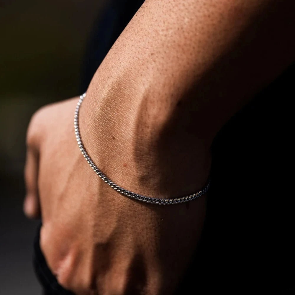 SLIMLINE CUBAN BRACELET 1.8MM - 18K WHITE GOLD