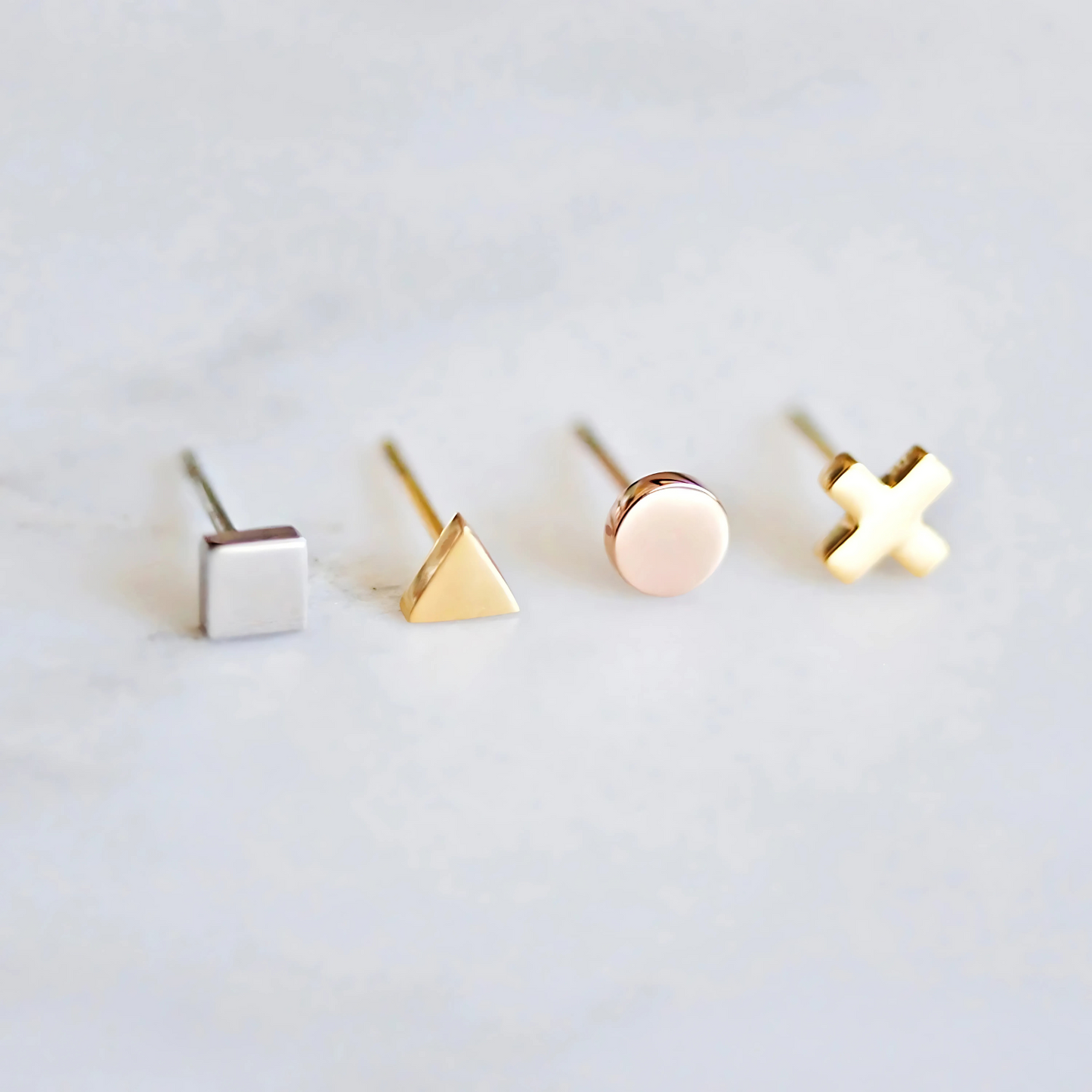 GEOMETRIC STUD EARINGS - 14K GOLD