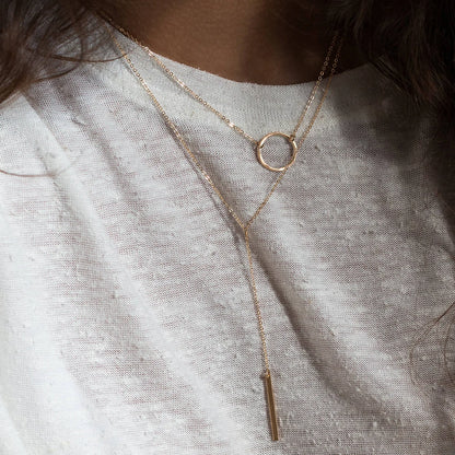 HALO PENDANT X MICRO LINK NECKLACE 1MM - 18K GOLD/WHITE/ROSE