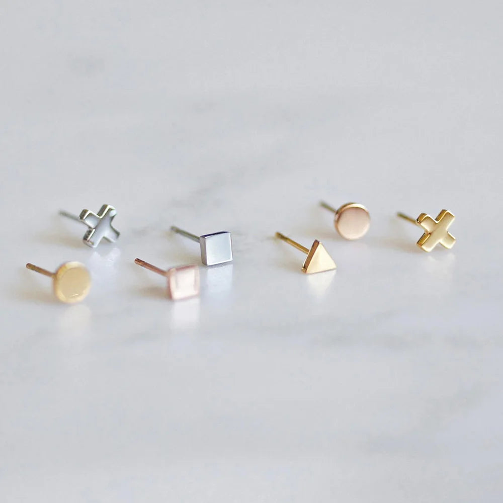 GEOMETRIC STUD EARINGS - 14K GOLD