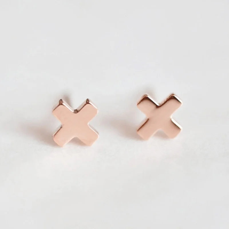 GEOMETRIC STUD EARINGS - 14K GOLD