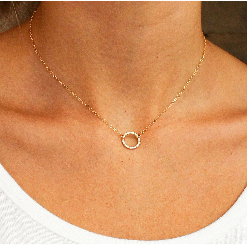 HALO PENDANT X MICRO LINK NECKLACE 1MM - 18K GOLD/WHITE/ROSE