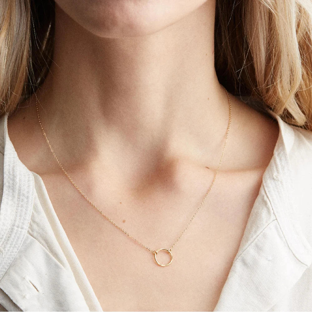 HALO PENDANT X MICRO LINK NECKLACE 1MM - 18K GOLD/WHITE/ROSE