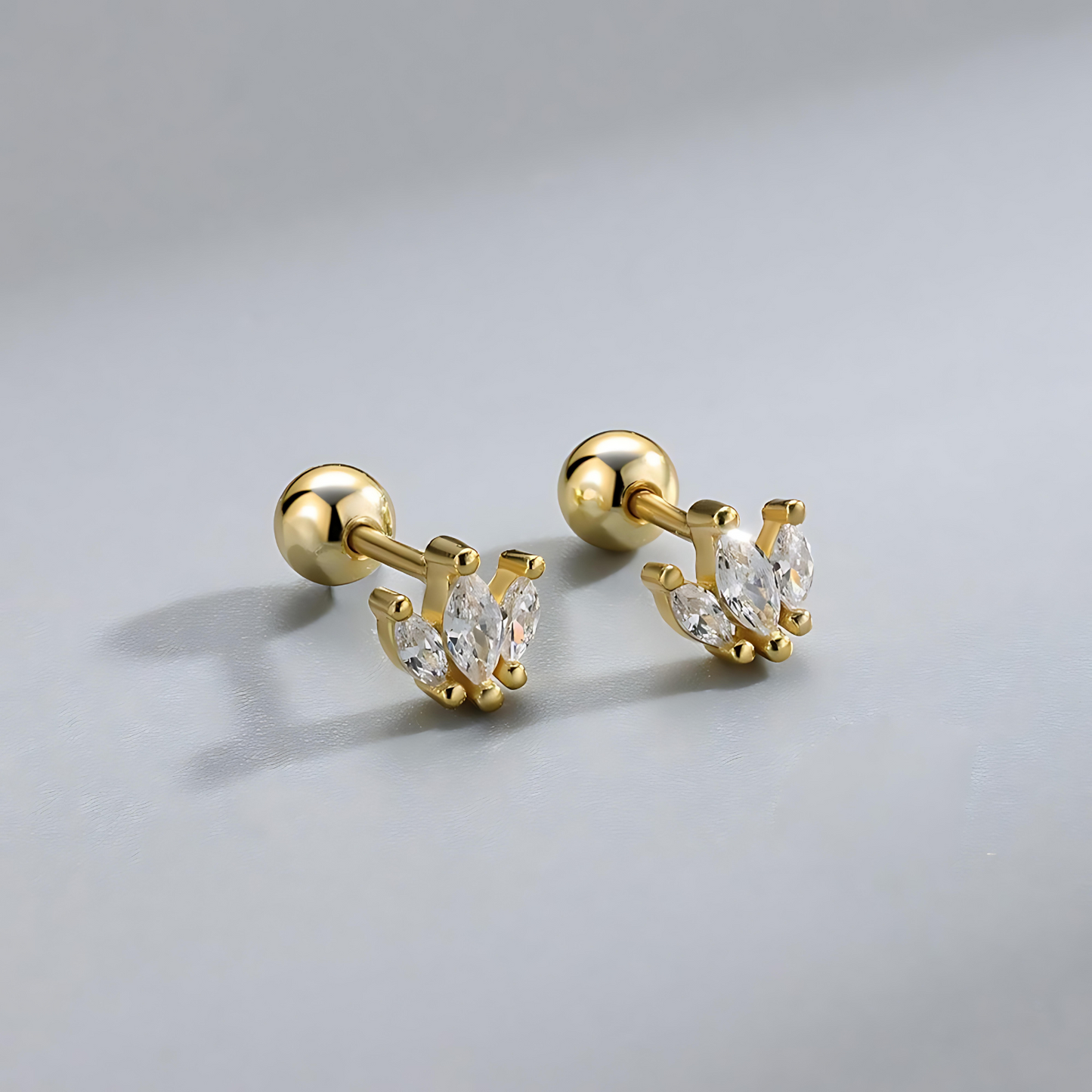 TRINITY THREAD EARRINGS - 18K GOLD/S925 SILVER