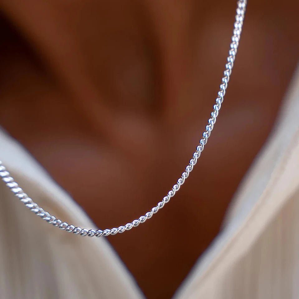SLIMLINE CUBAN NECKLACE 1.8MM (18K WHITE GOLD) - SAPIENT