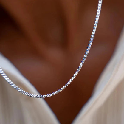 SLIMLINE CUBAN NECKLACE 1.8MM (18K WHITE GOLD) - SAPIENT