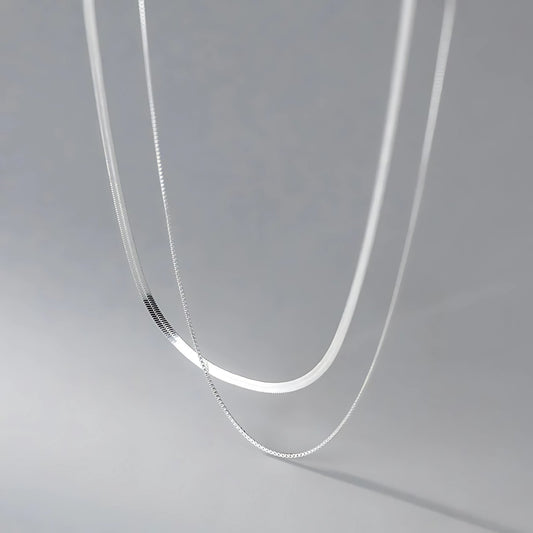 DUALITY LAYERED NECKLACE - S925 SILVER - SAPIENT